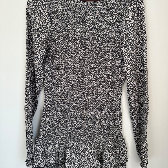 MANGO Teen Ruffled Smocked Leopard Print Dress — Girls Size L - Picture 6 of 7